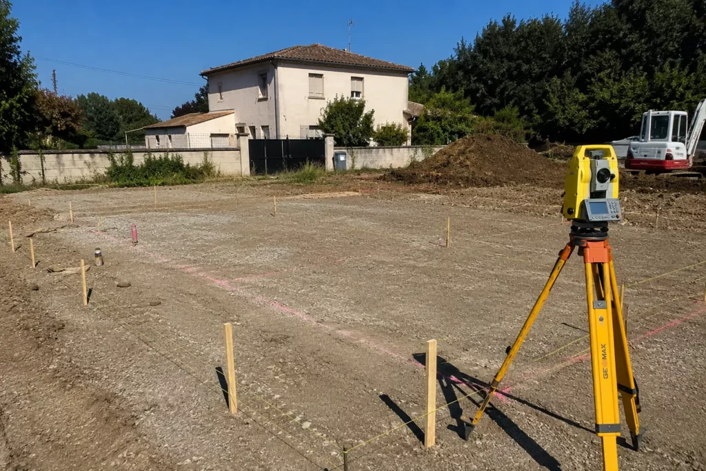 Implantation d'une maison réalisée par un géomètre-topographe dans le Var
