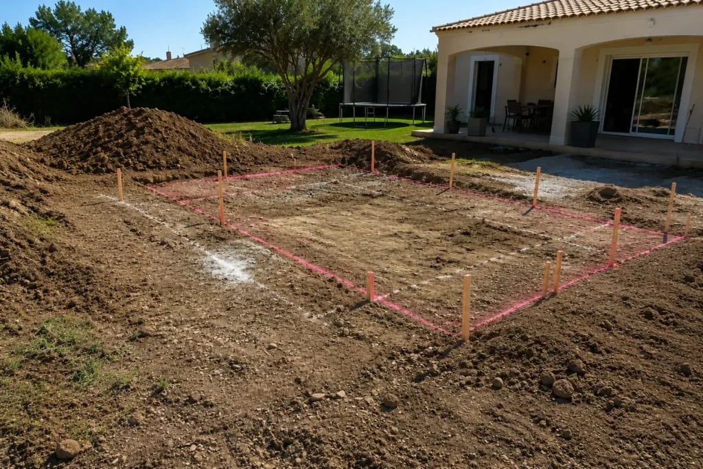 Implantation d'une piscine réalisée par un géomètre-topographe dans le Var